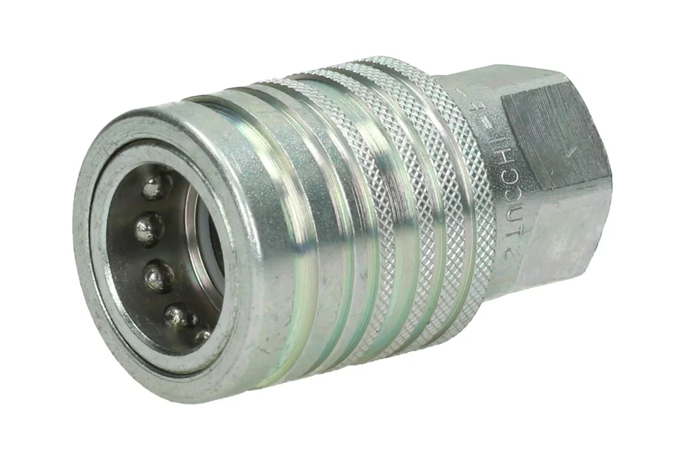 Douille de raccord rapide hydraulique ISO-A avec filetage femelle BSP, clapet et éliminateur, PUSH PULL, type IA