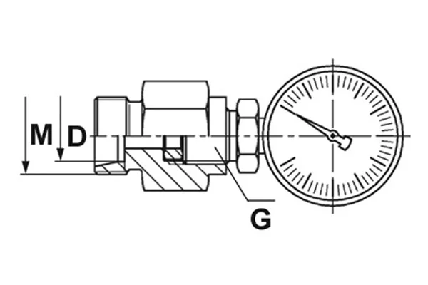 Raccord droit pour manomètre MAV, acier inoxydable