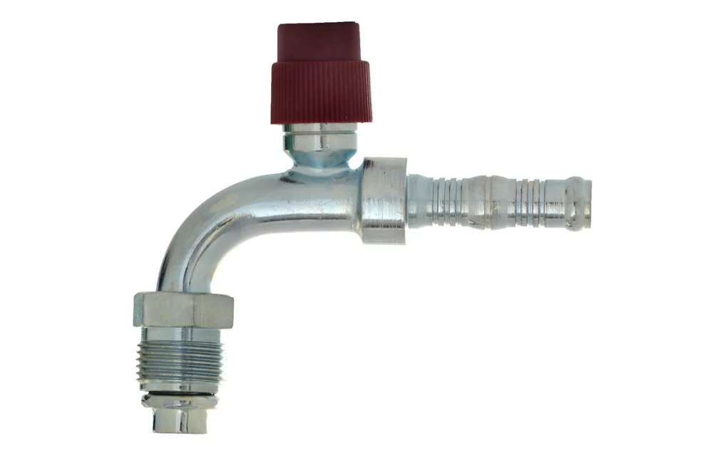 Embout tube BURGACLIP 90° avec valve R134 et UNF GZ, type 54217