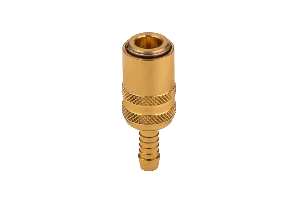 Embase de raccord rapide pour moules d'injection avec embout de flexible et vanne, série DYROS 6