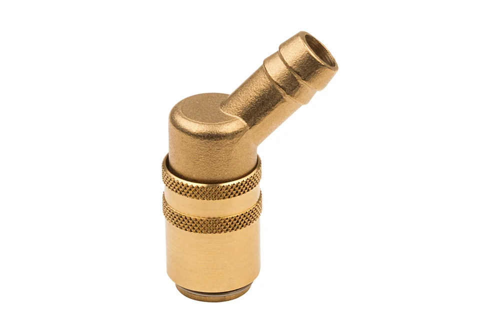 Douille 45° raccord rapide DN 9 avec embout pour flexible, série TST 090, laiton