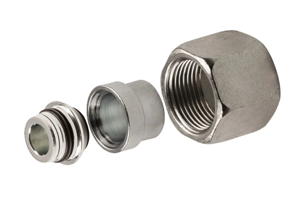 Raccord DIN2353 Walterscheid™ avec écrou et bague JIC, acier au carbone