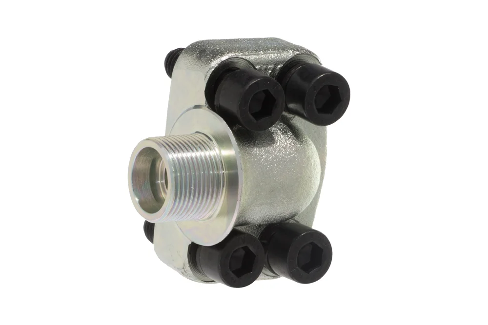 Raccord à bride 90° SAE 3000 / DIN 2353, acier au carbone, type C3