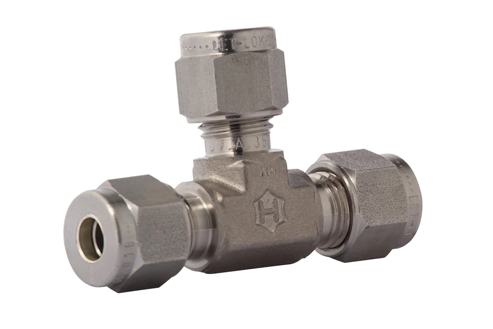 Raccord en T pour tube métrique, acier inoxydable, M764L