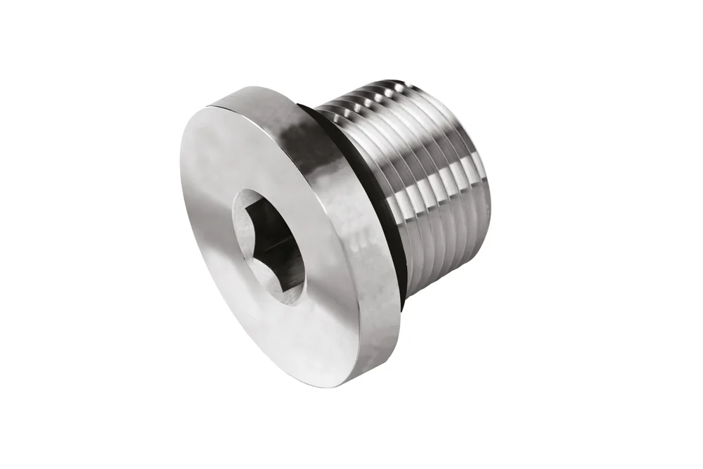 Bouchon à six pans creux avec joint, filetage mâle UNF, acier inoxydable, 107HOB
