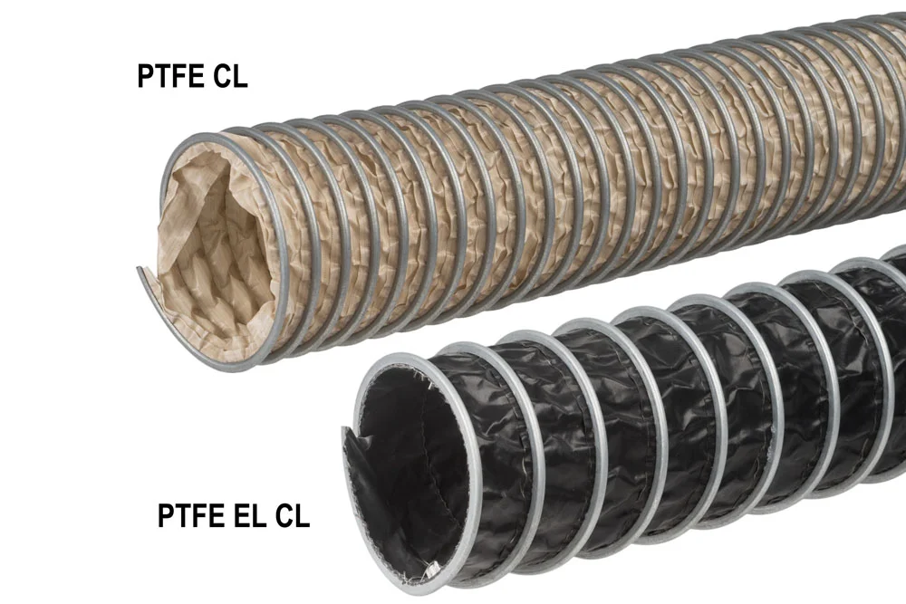 Flexible en téflon pour le transfert de vapeurs chimiquement agressives jusqu'à 250°C PTFE CL, PTFE EL CL