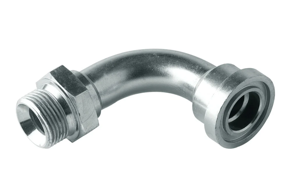 Adaptateur 90° à filetage mâle BSP/bride SAE 6000, acier au carbone, type A121