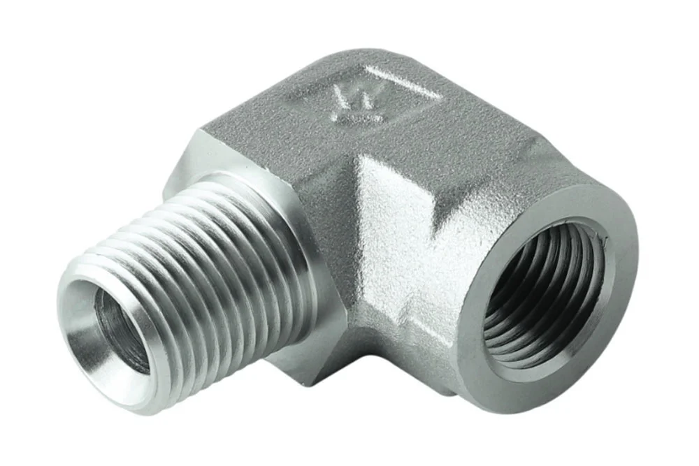Adaptateur - coude 90° à filetage mâle / femelle NPT, acier au carbone, type A307