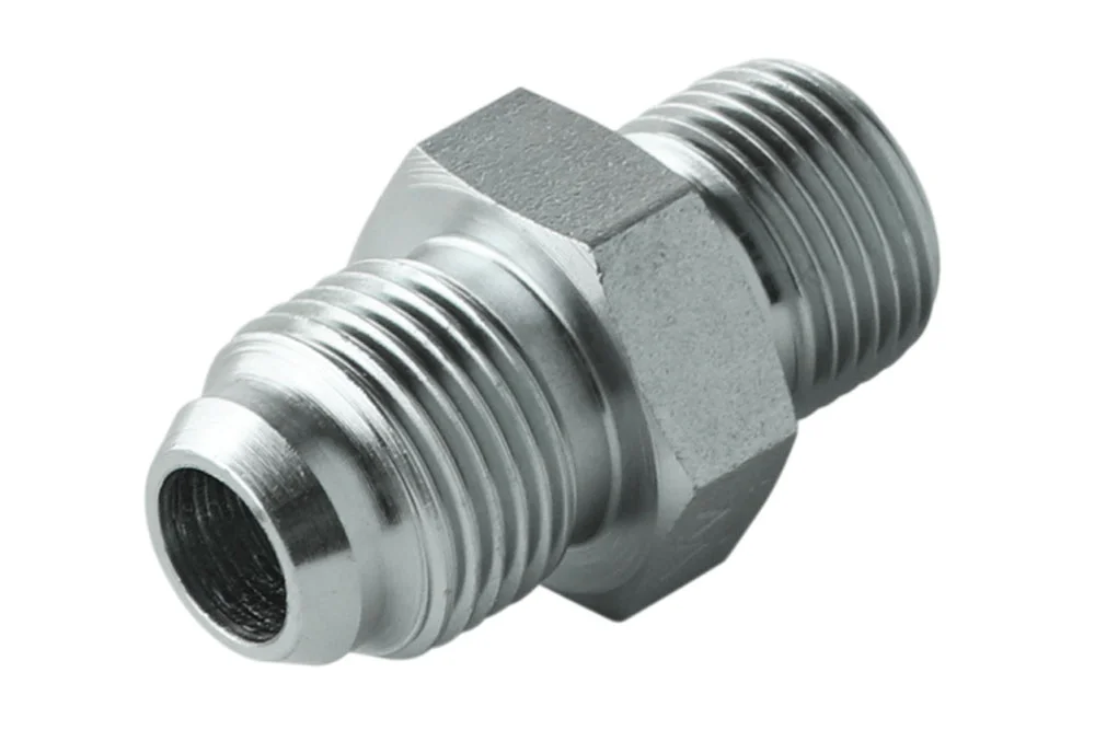 Adaptateur - mamelon JIS Komatsu filetage mâle MÉTRIQUE x filetage mâle BSP, acier au carbone, type A502