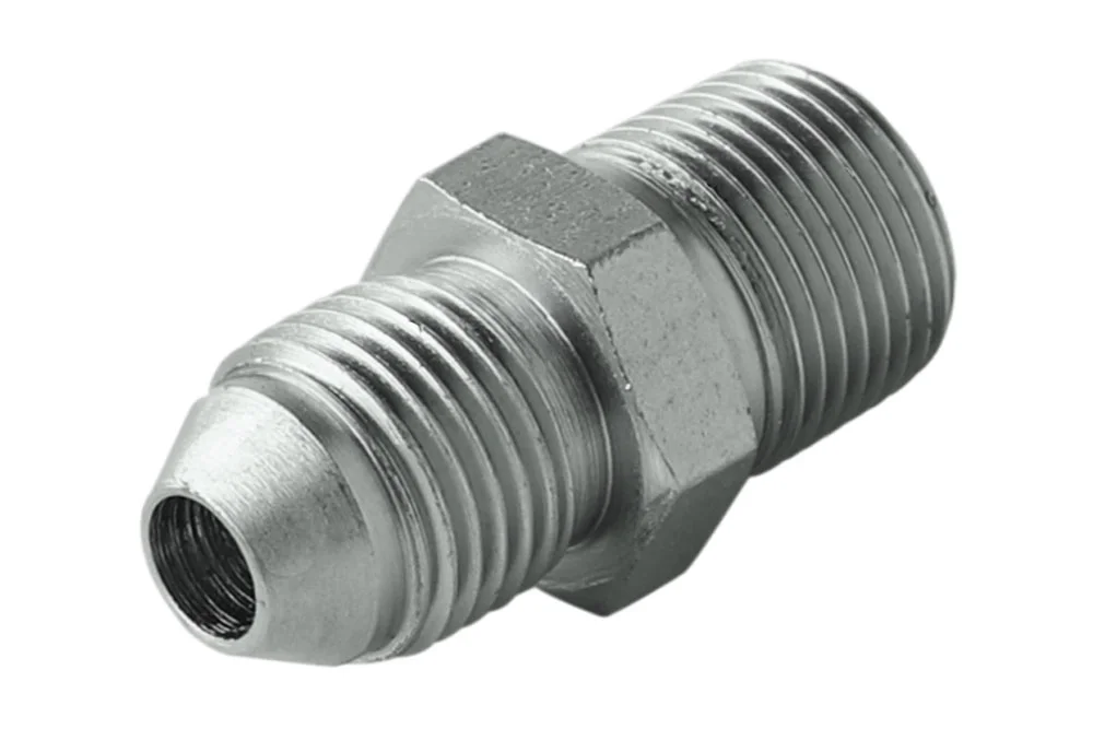Adaptateur - mamelon JIS Komatsu filetage mâle MÉTRIQUE x filetage mâle BSPT, acier au carbone, type A503