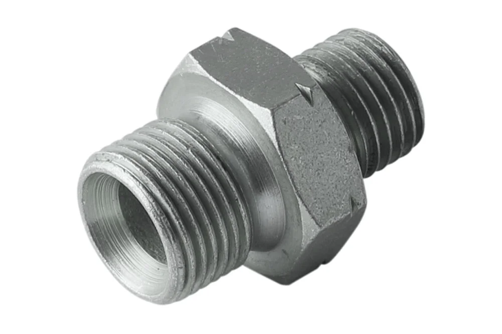 Adaptateur - mamelon mâle BSP x mâle métrique, acier au carbone, type A601