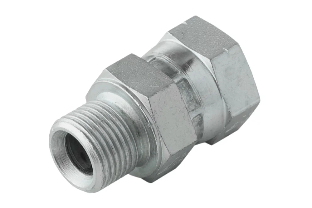 Adaptateur hydraulique - réduction mâle BSP x femelle métrique avec écrou tournant, acier au carbone, type A605
