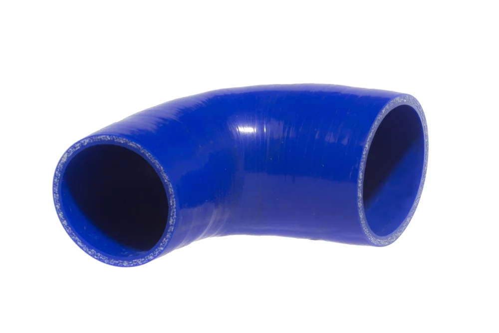 Coude réducteur silicone 90° renforcé polyester, ER, bleu